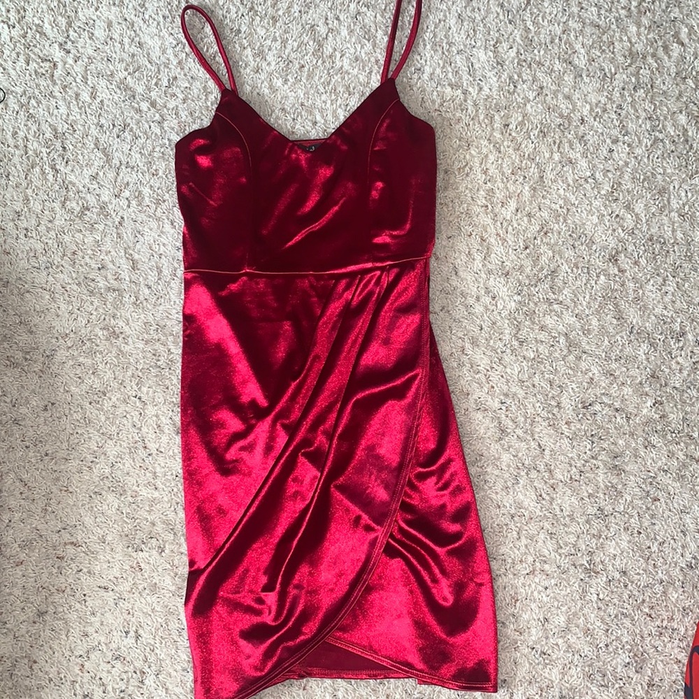Lulus Satin Red Body Con Dress